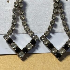 Elegant Silver and Black Crystal Earrings